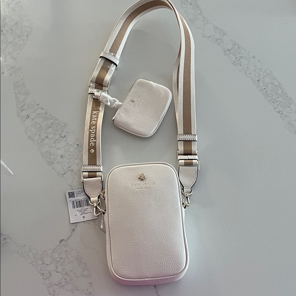 Kate Spade Cream Crossbody Bag with Tan Strap